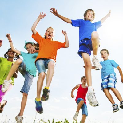 Group of kids having fun outdoors.